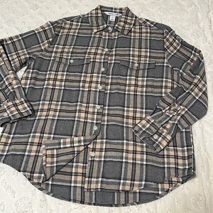 Gray Plaid Flannel Shirt
